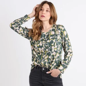Blouse femme imprimé 100% viscose imprimé vert