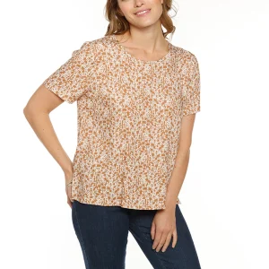 Blouse femme en viscose beige camel