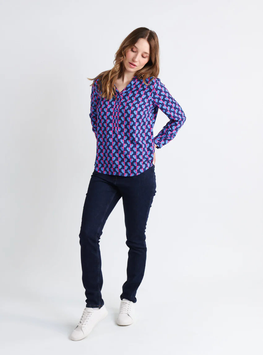 Blouse femme en viscose chaude bleu
