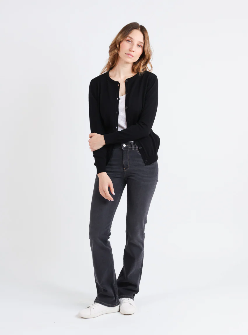 Cardigan femme en laine mérinos noir