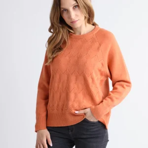 Pull femme laine et cachemire orange