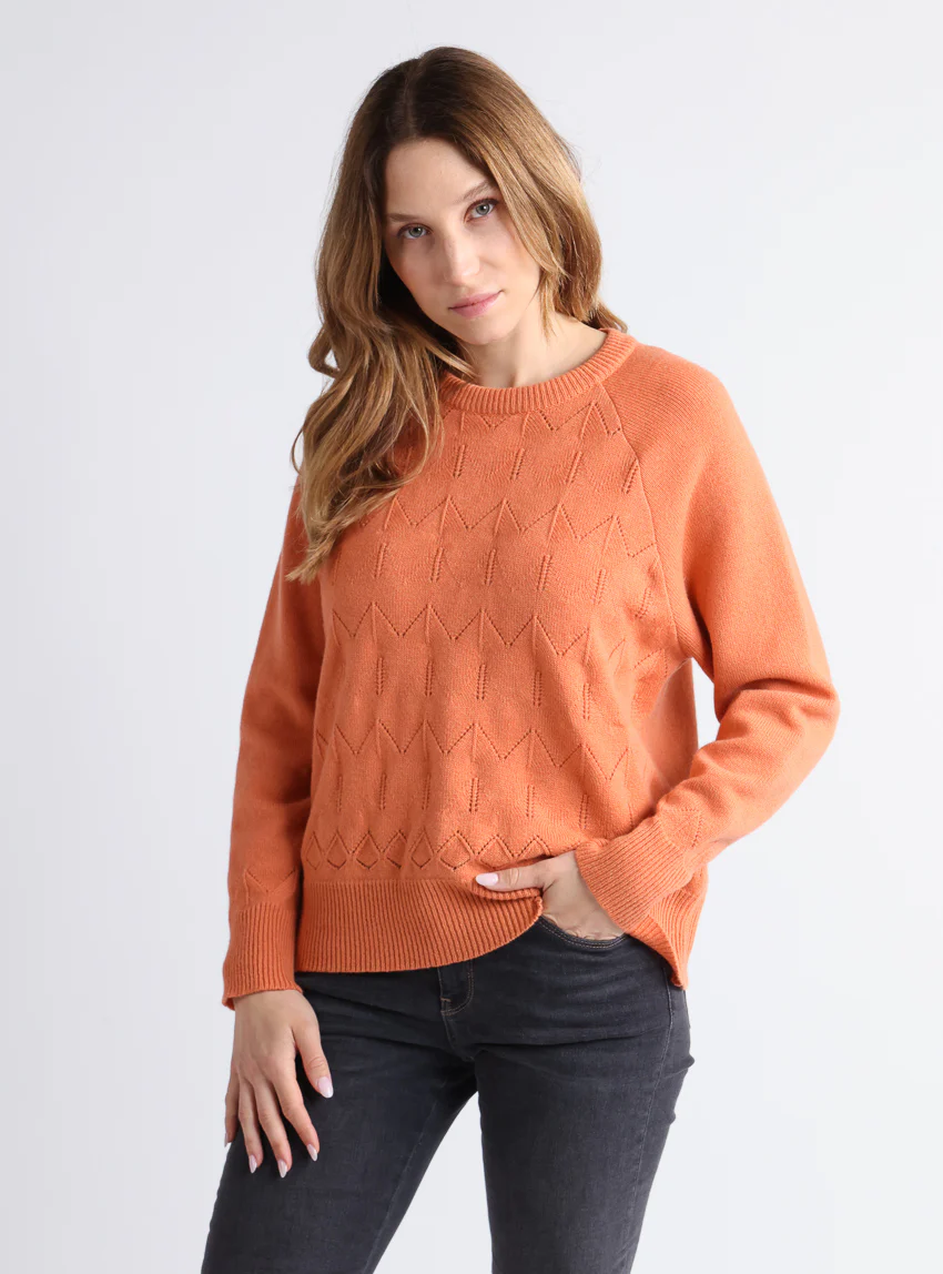 Pull femme laine et cachemire orange