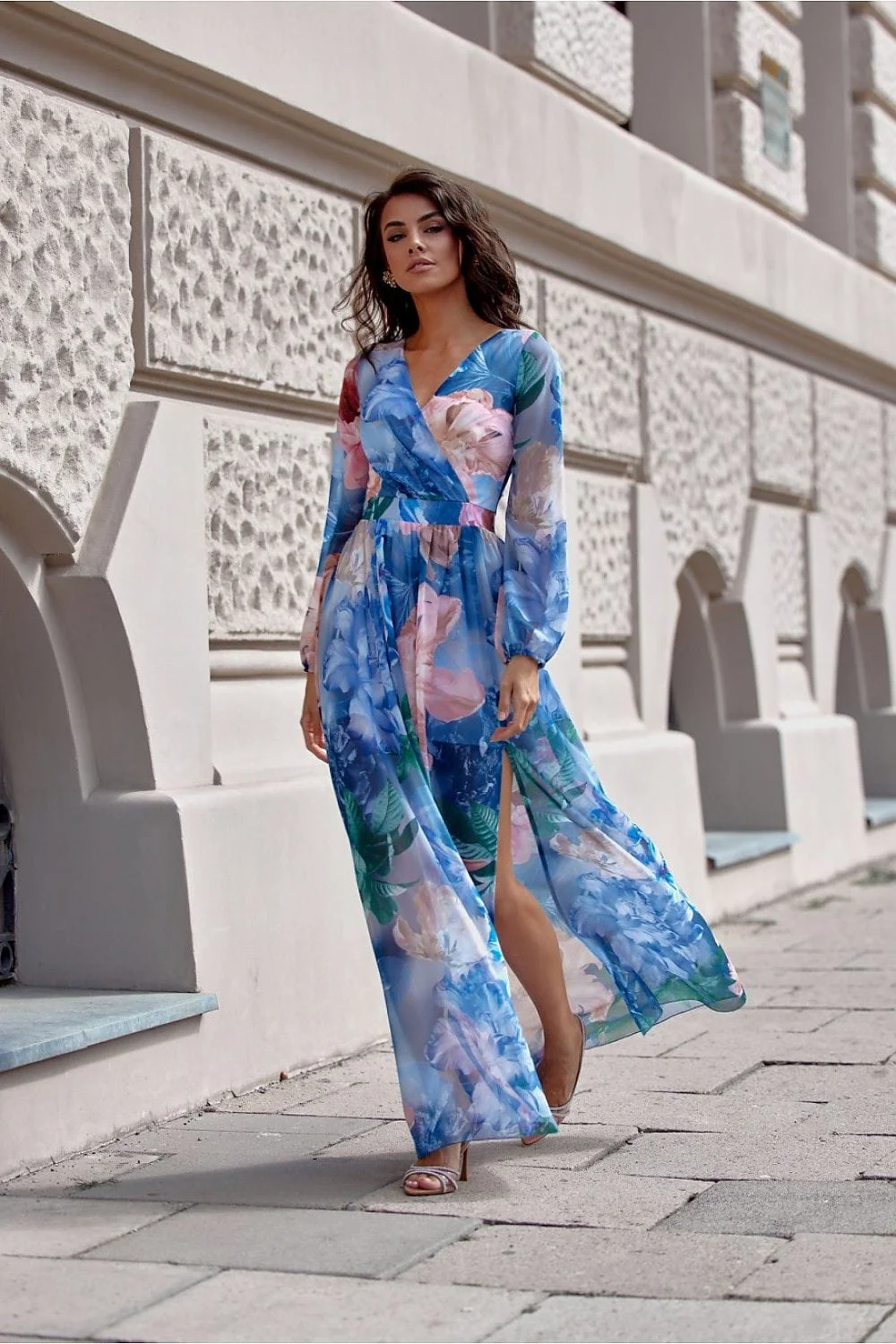 Robe bohème fleurie longue manche longue